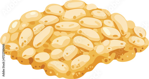 A close-up of a pile of golden-brown, crunchy, toasted pine nuts.