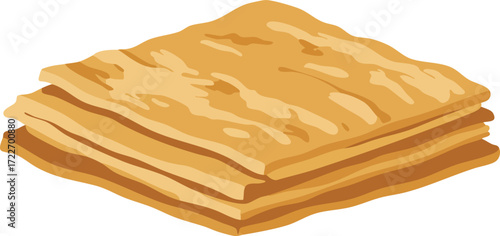 A stack of matzah, a traditional Jewish unleavened bread.