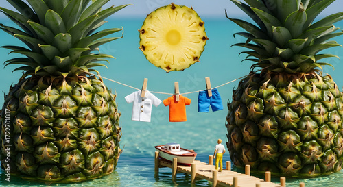 pineapple on a tropical beach