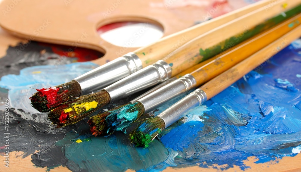 Obraz premium Artistic Paintbrushes on Palette.