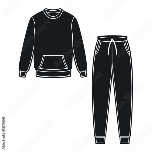 Black Colour cozy outfit Vector Illustration, Solid White Background (3).eps