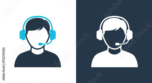 Customer service representative icon with headset representing support and communication professional