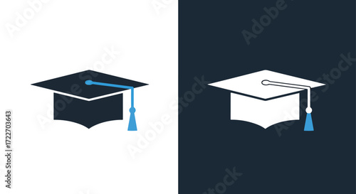 Academic graduation cap icon set for educational achievements and success