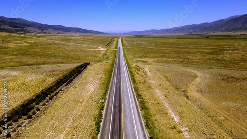 Flying Over Rural Highway in Colorado going toward Blanca Peak