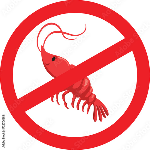 Shrimp Allergy Warning Symbol Icon Vector Design. Food sensitivity caution informational label 

