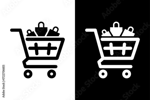 Shopping Cart Vector Icon. Silhouette Design for Web and Mobile Apps
