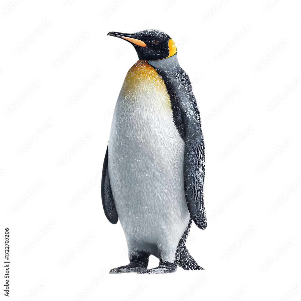Fototapeta premium King penguin with yellow markings isolated on transparent background
