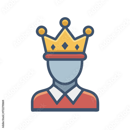 Male king avatar icon in royal clothes with crown