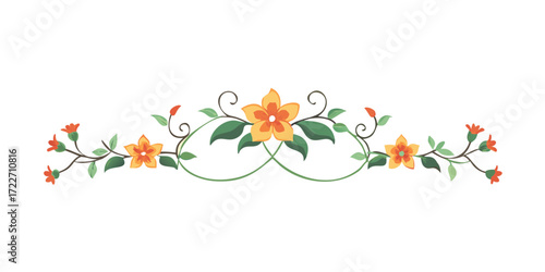 Decorative floral divider with orange flowers and leaves