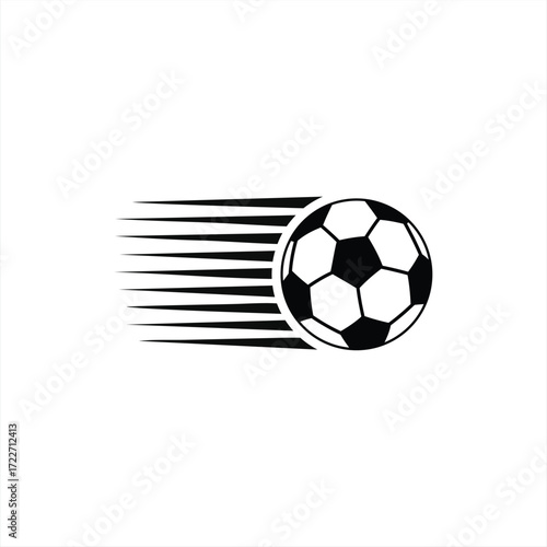 Dynamic Soccer Ball with Speed Lines Vector Graphic