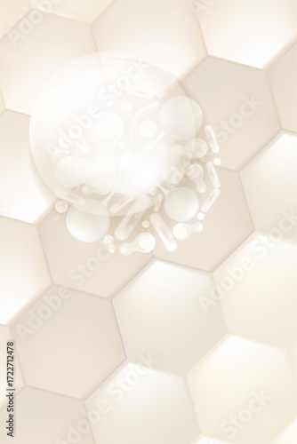 Probiotic and Hyaluronic acid skin solutions ad, white collagen, and vitamin serum drops with cosmetic advertising background ready to use illustration vector.
