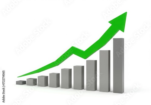 Green arrow graph showing upward trend with grey bars isolated on white background Free Download Green arrow graph showing upward trend with grey bars isolated on white background - GFXLoad