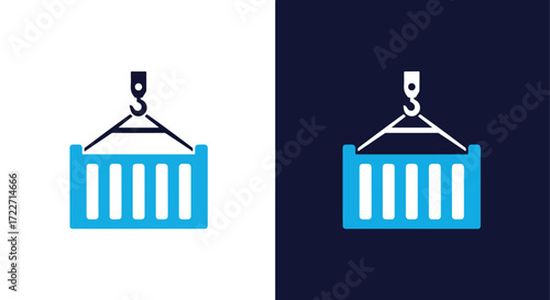 Shipping container icon representing logistics and global trade transport services