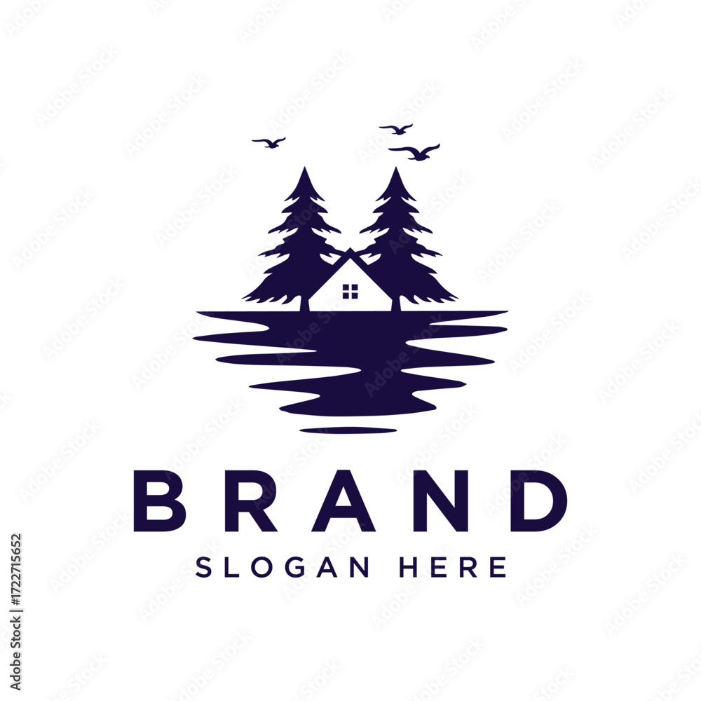 Fototapeta premium Clean minimal and modern logo design for home rent, home business, home sell, home owner, business and company.