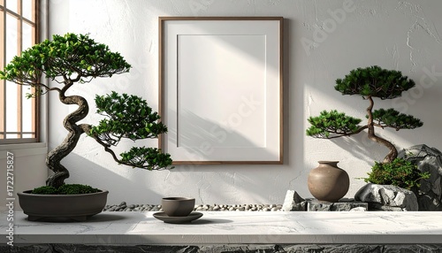 Zen-like room with bonsai & frame