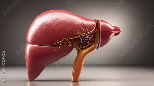 Anatomical Liver Model with Detailed Blood Vessels and Structures