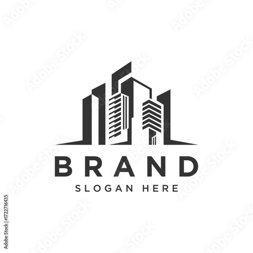 Modern Clean minimal logo design for real estate, mansion, builder, mortgage, property consisting, or house resell business and company.
