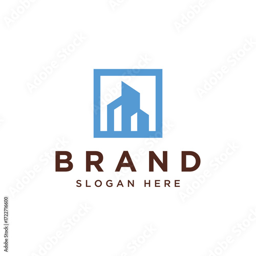 Clean minimal and modern logo design for real estate, mansion, builder, or house resell business and company.