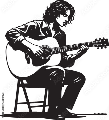 Acoustic Guitar Player Vector  Musician Icon