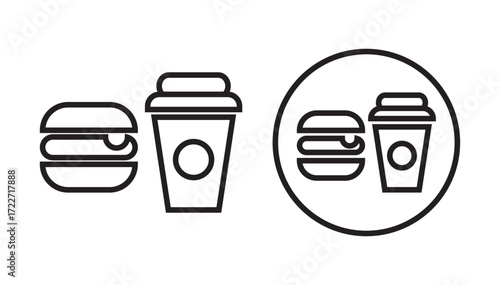 No food or drink allowed sign. No eating or drinking sign. Food Not Allowed. A red and black prohibition sign indicating no food or drink allowed in the area. Modern flat vector sticker label with ico