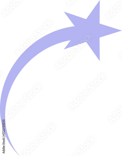 A light purple star trails across a white background