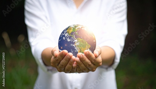 Earth held gently in cupped hands