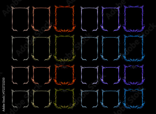 Fantasy Elemental Card Frame Pack – Multi Color Variations in Arcane, Inferno, Frost, Radiance, Terra, Verdant, Aether, and Blossom Styles for RPG, TCG, and CCG Game UI
