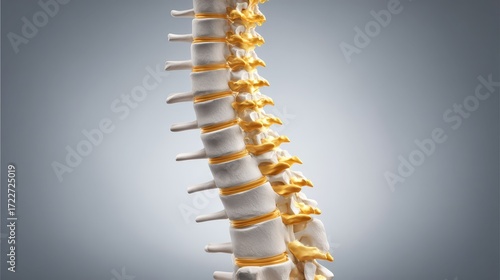 Fotografie Detailed Anatomical Model of Human Spine with Vertebrae and Discs