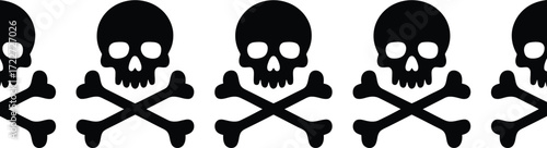 Black skull and crossbones pattern on white background