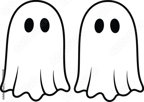 Two friendly cartoon ghosts side by side, ready for Halloween fun