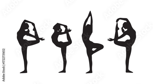pose of a young woman practicing yoga, concept of relaxation and meditation in silhouette
