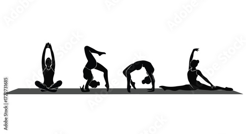 a young woman practicing yoga on a mat in the gym, the concept of relaxation and meditation