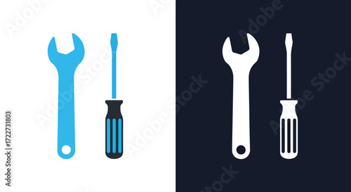 Wrench and screwdriver tools icons for repair and maintenance services professional design