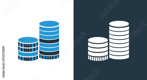 Two stacks of data servers representing digital information storage and processing power