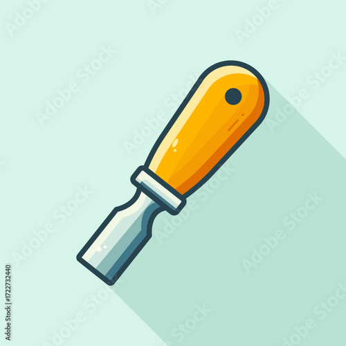 Wood chisel illustration, carpentry tool flat design graphic vector
