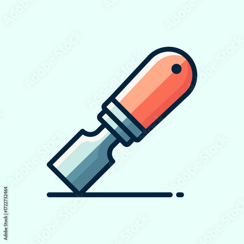Wood chisel illustration, carpentry tool flat design graphic vector