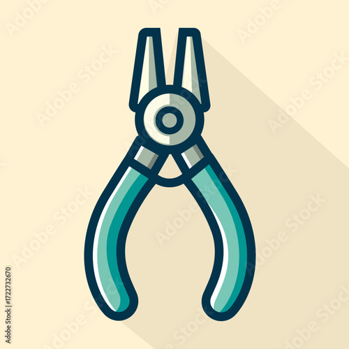 Pliers tool illustration, wire cutters flat design graphic vector