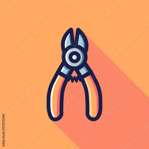 Cutting pliers with beige handle, cartoon pliers vector illustration for DIY construction and repair