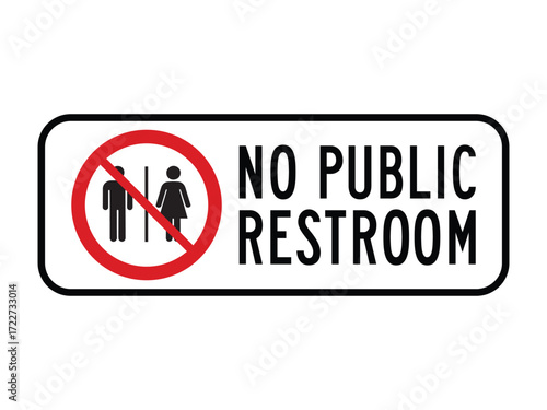 No Public Restroom Sign – Male and Female Toilet Symbol with Red Prohibition Circle for Restricted Access Zones High-Quality Vectorial Stock Image