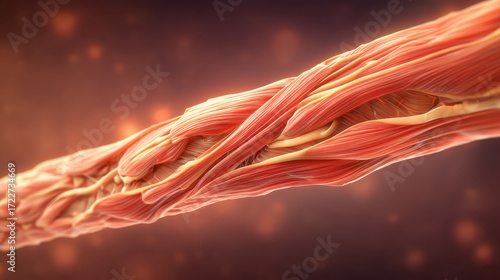 Detailed Close-Up of Human Muscle Fiber Structure and Anatomy