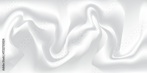 Elegant white abstract background with smooth 3D wave texture. Minimal and modern design resembling silk or satin fabric folds.eps10