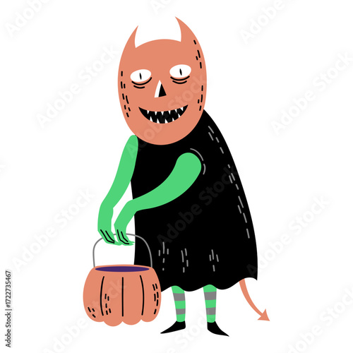 A monster with horns and a black cloak