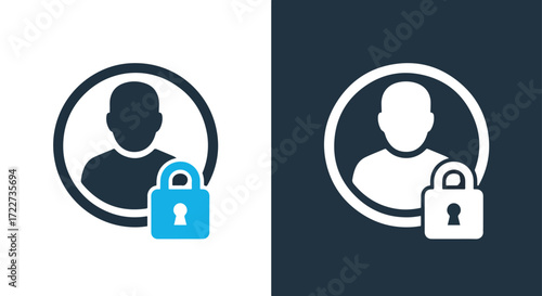 User profile privacy security lock icon silhouette person account protection symbol digital identity