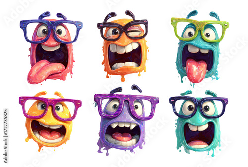 Wallpaper Mural Colorful Cartoon Characters with Unique Expressions and Transparent Backgrounds Torontodigital.ca