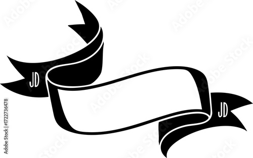 Elegant black ribbon banner design with space for custom text, perfect for awards, branding, or celebratory announcements.