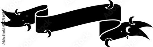 Bold black ribbon banner design element for impactful announcements and declarations, ready for your creative message