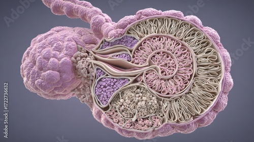 Detailed Cross-Section of Biological Structure Illustrating Cell Organization