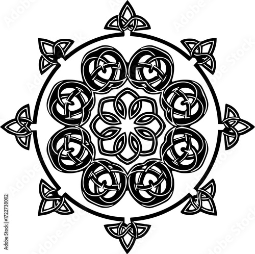 Intricate Celtic knotwork mandala design, symbolizing eternal connection and ancient artistry, perfect for cultural projects and spiritual themes.