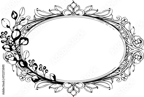 Ornate Oval Frame with Floral Accents