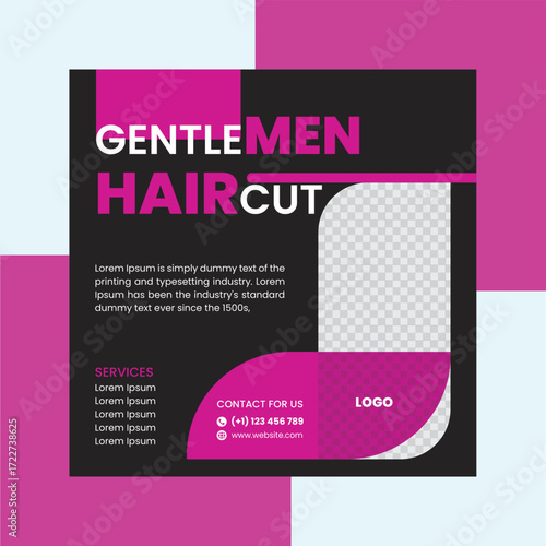 Gentlemen's Haircut social media post design template
